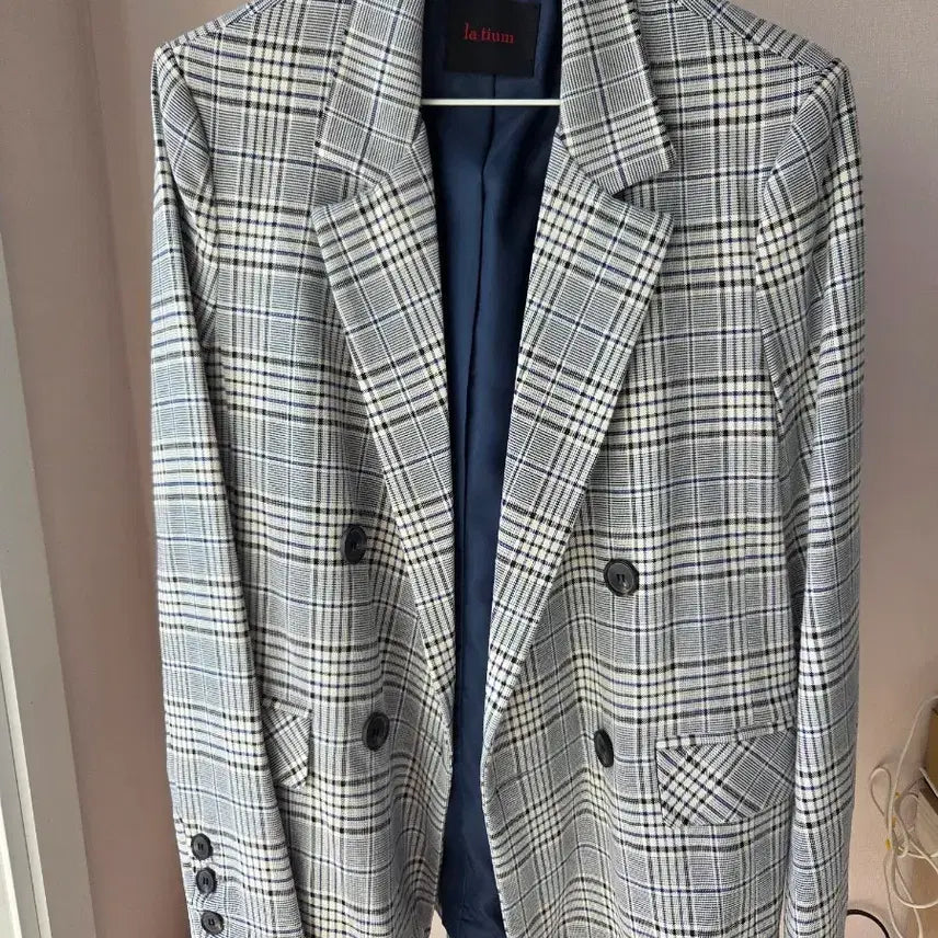 [BUNJANG] La Tourne Check Double Breasted Jacket / 라튜른 체크 더블 자켓