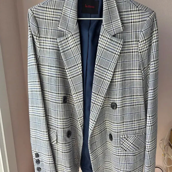 [BUNJANG] La Tourne Check Double Breasted Jacket / 라튜른 체크 더블 자켓