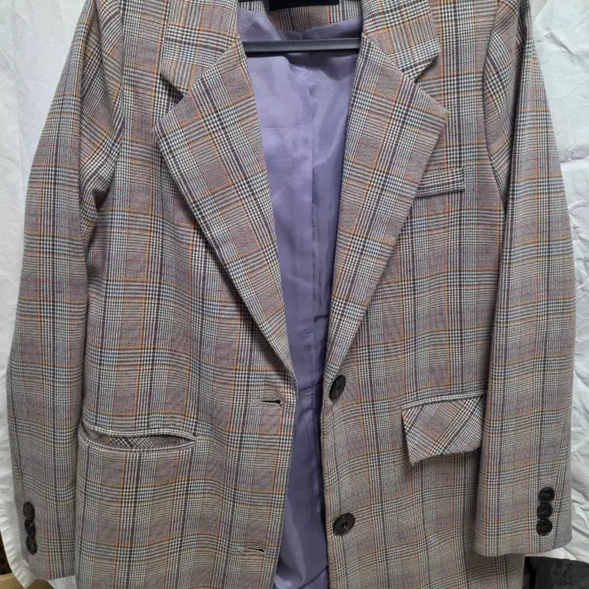 [BUNJANG] Women's Check Pattern Long Jacket / 체크 패턴 여성 롱 자켓