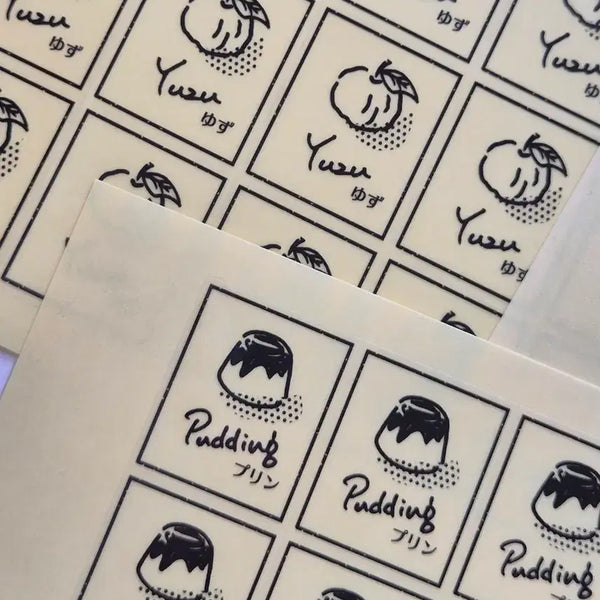 [BUNJANG] Transparent Sticker Label Set - 5 Types / 견출지V-투명 스티커 라벨 과일 푸딩 5종 일본