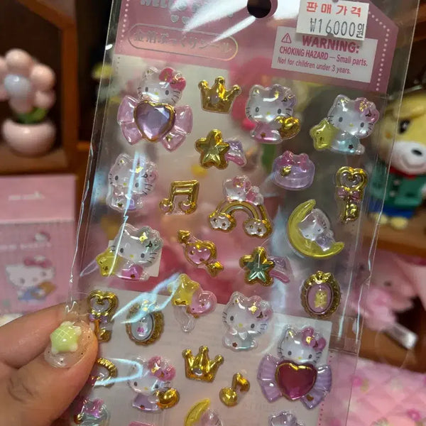 [BUNJANG] Hello Kitty 3D Stickers (Rainbow, Crown, Star) / 헬로키티 입체 스티커 (무지개, 왕관, 별)