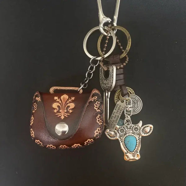 [BUNJANG] Vintage Leather Mini Pouch Keyring / 빈티지 레더 미니 파우치 키링