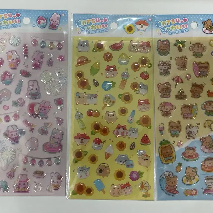 [BUNJANG] GAIA Summer Epoxy Stickers 3 Types Bundle Set New / GAIA 일본 여름 에폭시 스티커 3종 일괄 새상품