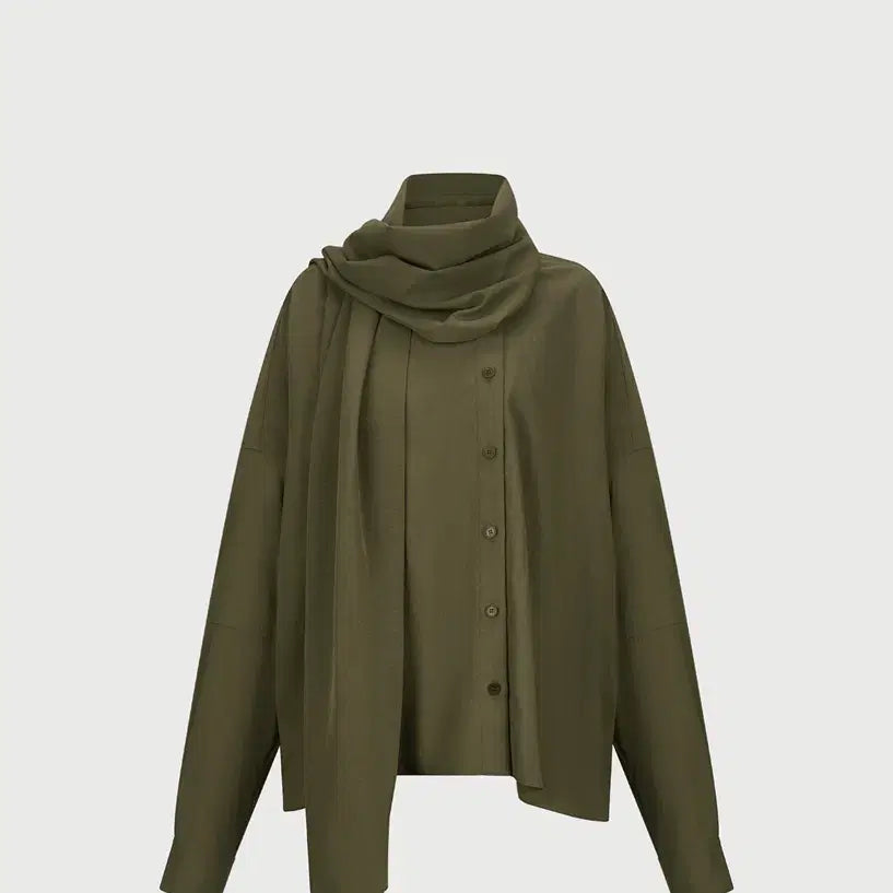 [BUNJANG] Ethos Scarf Blouse (Khaki) / 에토스 스카프 블라우스 (카키)