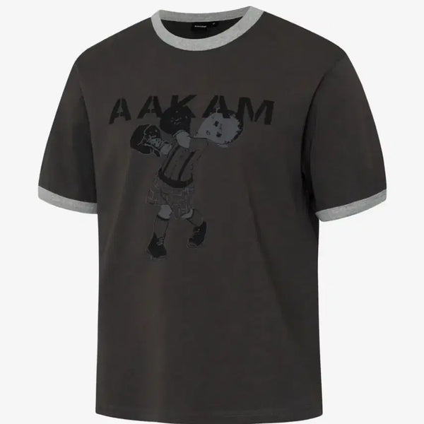 [BUNJANG] Arkham Punch Boy Printed Ringer Top (Dark Gray) / 아캄 펀치보이 프린티드 링커 탑 (다크그레이)