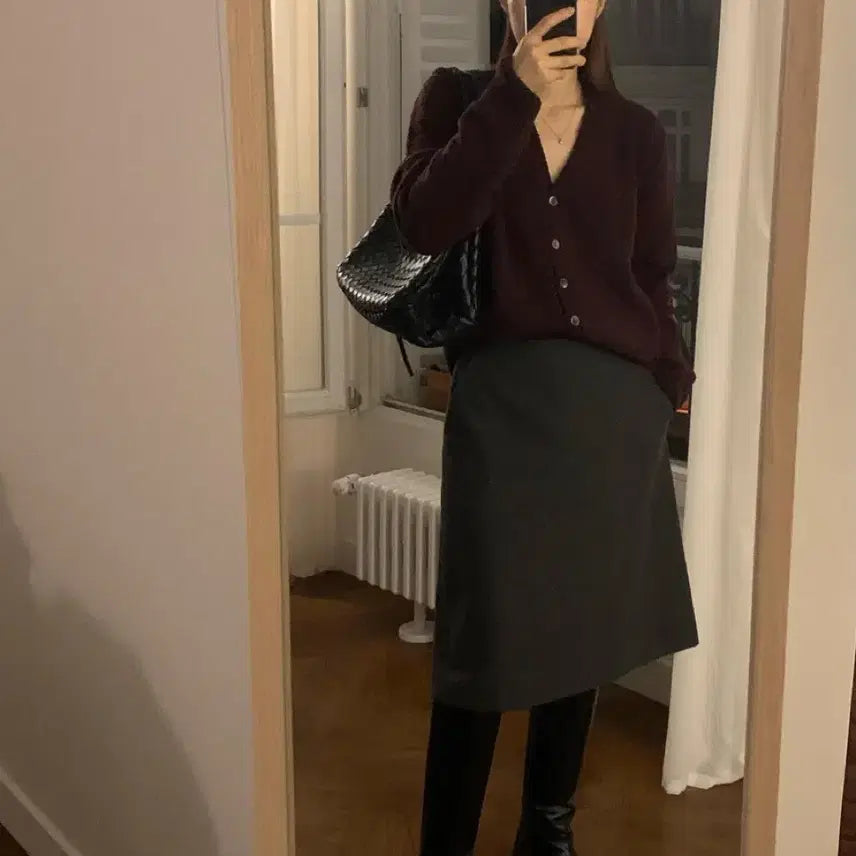 [BUNJANG] OUNCE Estow Wool Midi Skirt Brown S / OUNCE 온스 에스토 울 미디 스커트 브라운 S