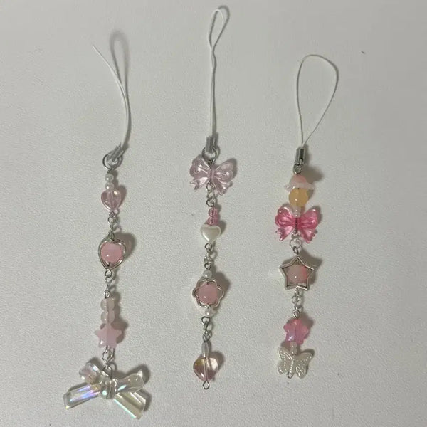 [BUNJANG] Handmade Pink Ribbon Beaded Keychain / 핸드 메이드 비즈 키링 / 핑크 리본 키링 판매