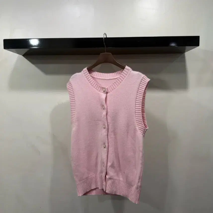 [BUNJANG] MaJu Pink Wool Knit Vest / Ma쥬 핑크 양모 울니트 베스트