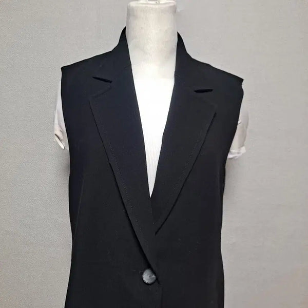 [BUNJANG] ME-SENSE Black Long Vest Size 55 / ME-SENSE 블랙 롱 베스트 55