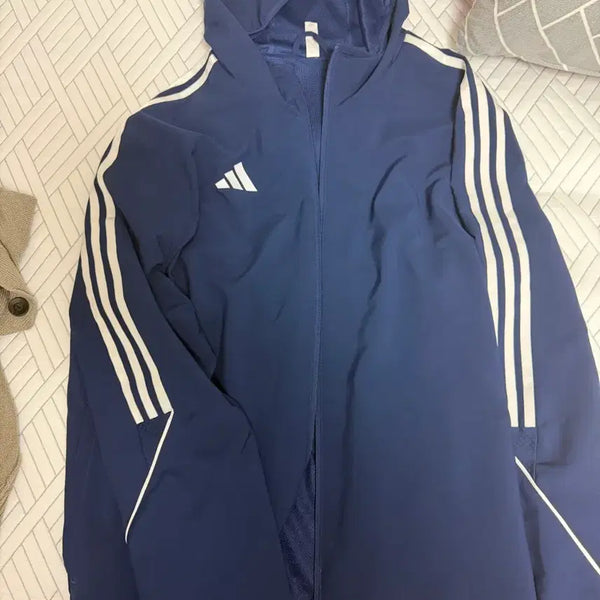 [BUNJANG] Adidas Navy 3-Stripes Hooded Jacket / 아디다스 네이비 후드 재킷 3스트라이프