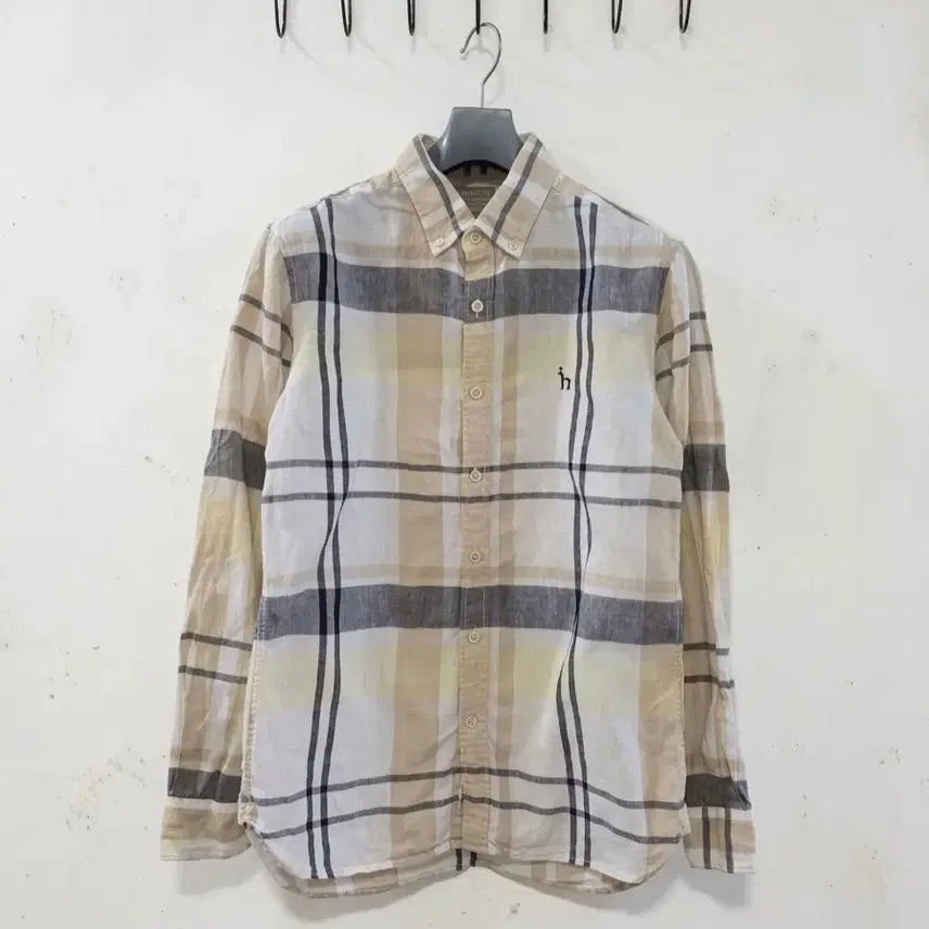 [BUNJANG] Hazzys Check Linen Shirt 95 / 헤지스 체크 린넨 셔츠 95