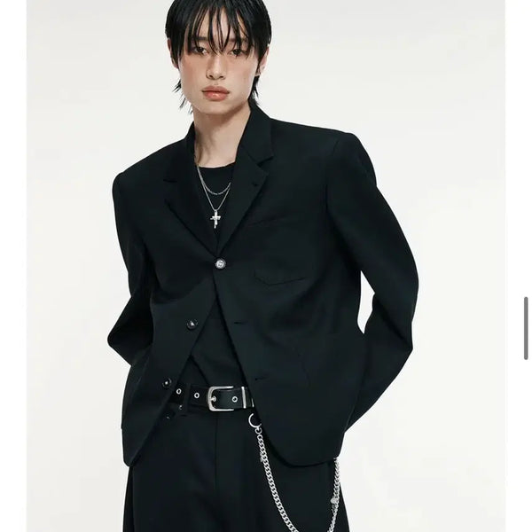 [BUNJANG] Alene 3-Button Crop Blazer Black / 알렌느 3버튼 크롭 블레이저 블랙 1 95-100