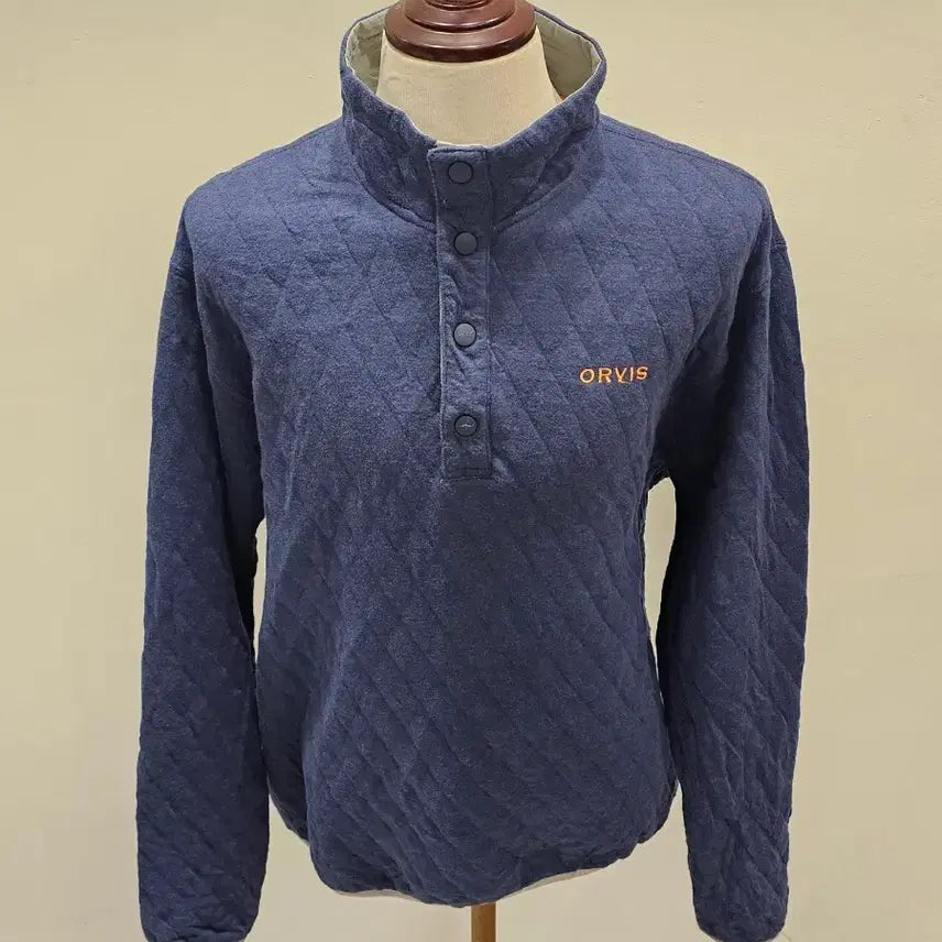 [BUNJANG] Orvis Quilted Snap Sweatshirt Indigo Blue / 오비스 스웨트셔츠 105
