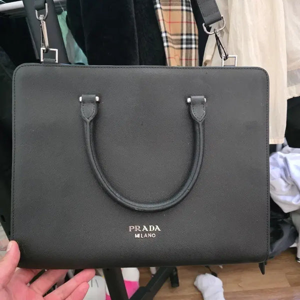 [BUNJANG] Prada Saffiano Briefcase Black / 프라다 사피아노 서류 가방 블랙