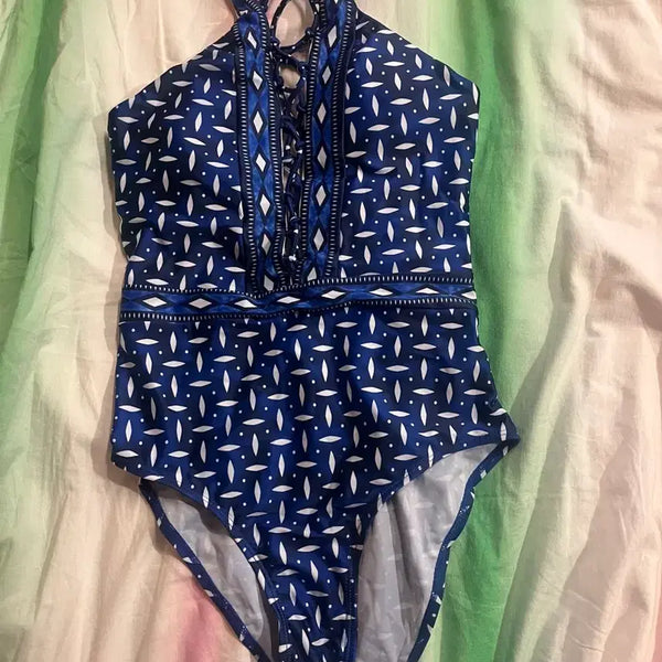 [BUNJANG] Blue Ethnic Swimsuit (M) / *새상품* 블루 에스닉 수영복(M)