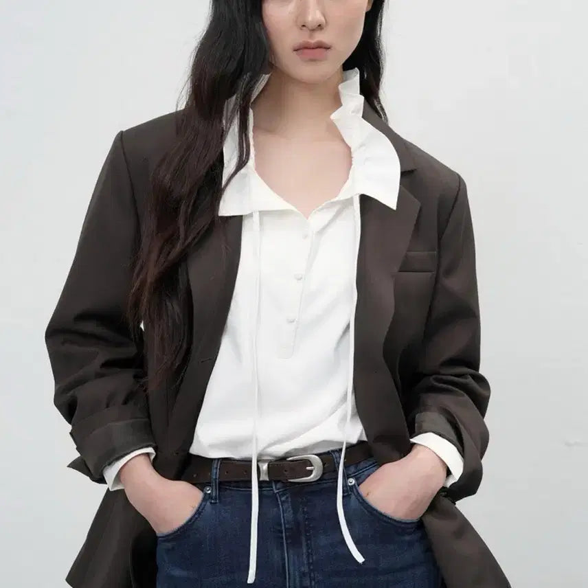 [BUNJANG] General Idea Oversized Tailored Jacket (Brown, L) / [새제품] 제너럴아이디어 오버핏 테일러드 자켓