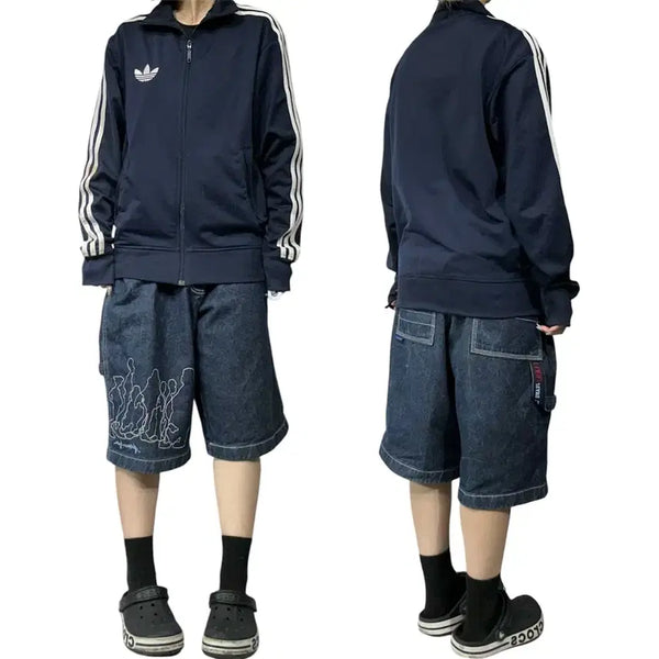 [BUNJANG] Adidas Firebird White Three Stripes Old School Track Top Jersey 90 / 아디다스 네이비 파이어버드 화이트 삼선 올드스쿨 트랙탑 져지 90
