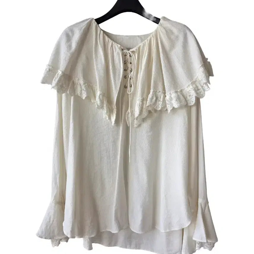[BUNJANG] Ivory Big Ruffle Blouse - XL / XL/ 아이보리 빅러플 블라우스