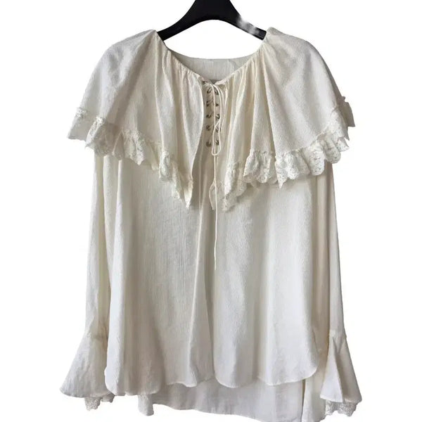 [BUNJANG] Ivory Big Ruffle Blouse - XL / XL/ 아이보리 빅러플 블라우스