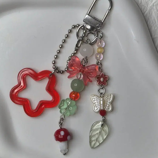 [BUNJANG] Forest Mushroom Bead Keychain / 숲안에버섯키링 비즈키링