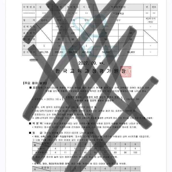 [BUNJANG] Mock Exam Grade Report Template / 모의고사 성적표 양식