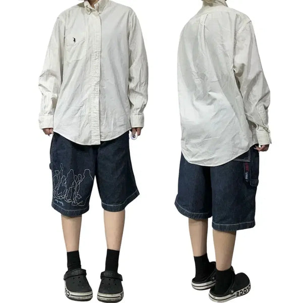 [BUNJANG] Ralph Lauren 90s White Solid Oversized Corduroy Shirt / 90s 랄프 로렌 화이트 솔리드 오버핏 코듀로이 셔츠 95