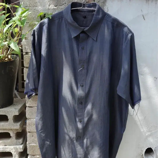 [BUNJANG] Issuethings Type 75 Low Cut Silk Half Shirt / Issuethings 이슈띵즈 type75 로우컷 실크 하프 셔츠