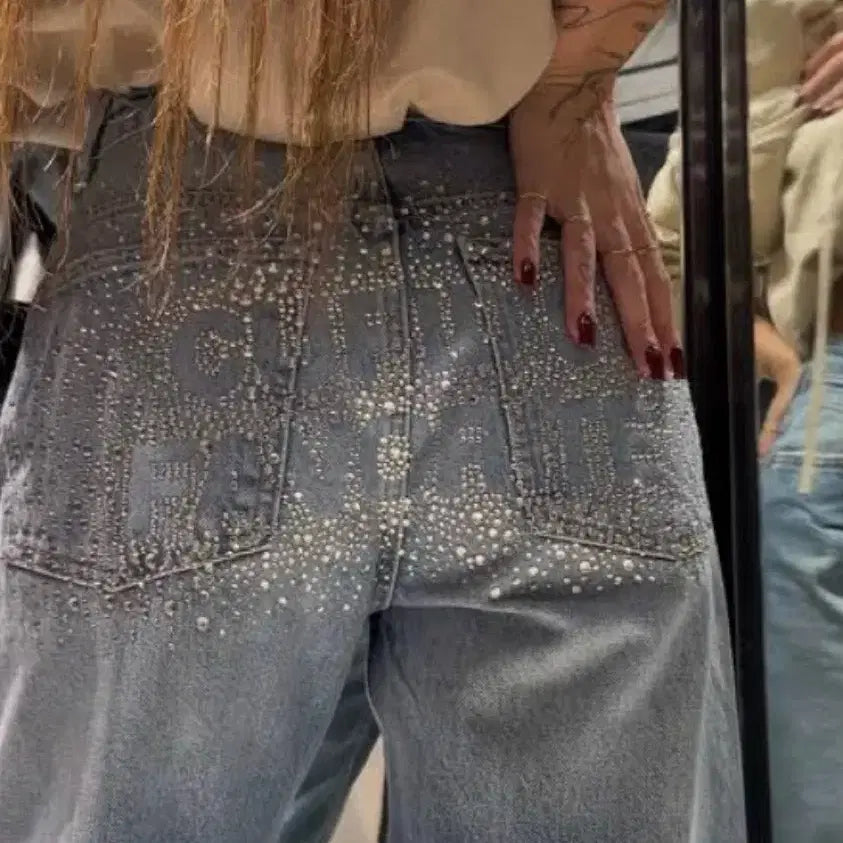 [BUNJANG] ZARA Straight Glitter Jeans / 새제품 자라 ZARA 스트레이트 글리터 진 청바지