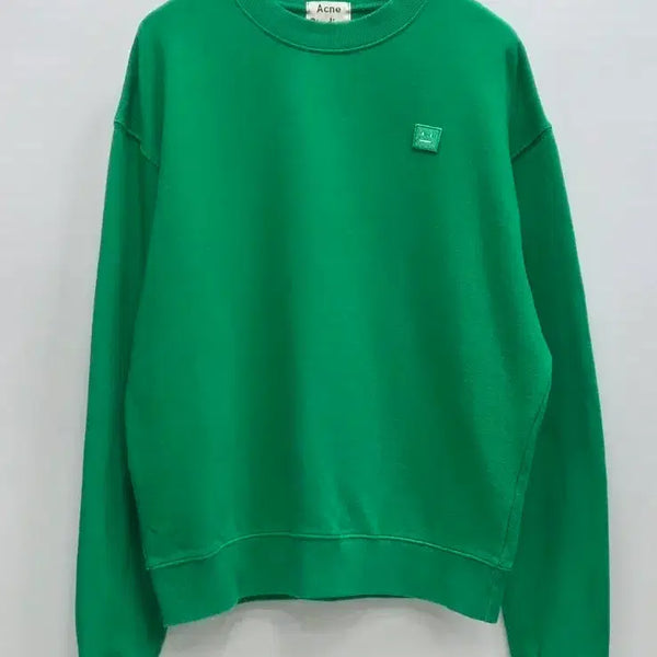 [BUNJANG] Acne Studios Face Patch College Sweatshirt Green M / 아크네 스튜디오 페이스 패치 컬리지 맨투맨 그린 M