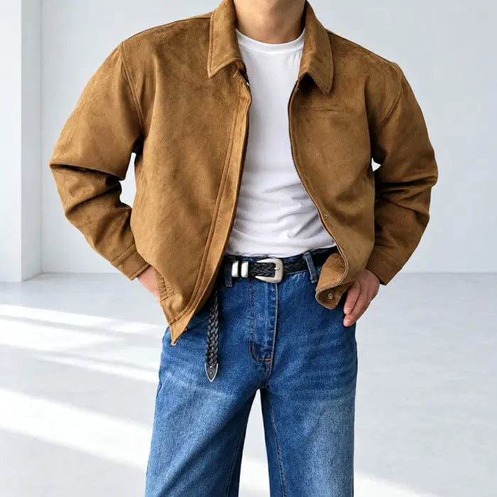 [BUNJANG] Men's Suede Collar Jacket / 남자 카라 스웨이드 자켓 3컬러