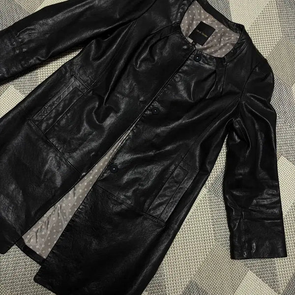 [BUNJANG] Olivia Hasler Collarless Lambskin Half Jacket / 올리비아하슬러 노카라 램스킨(양가죽) 하프자켓, 85