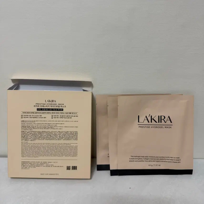[BUNJANG] Rakira Prestige Hydrogel Mask (3 Sheets) / 3매) 라키라 프레스티지 하이드로겔 마스크 쿨링 마스크팩 43g 수면팩 콜라겐 히알루론산 수분 보습 진정 광채팩