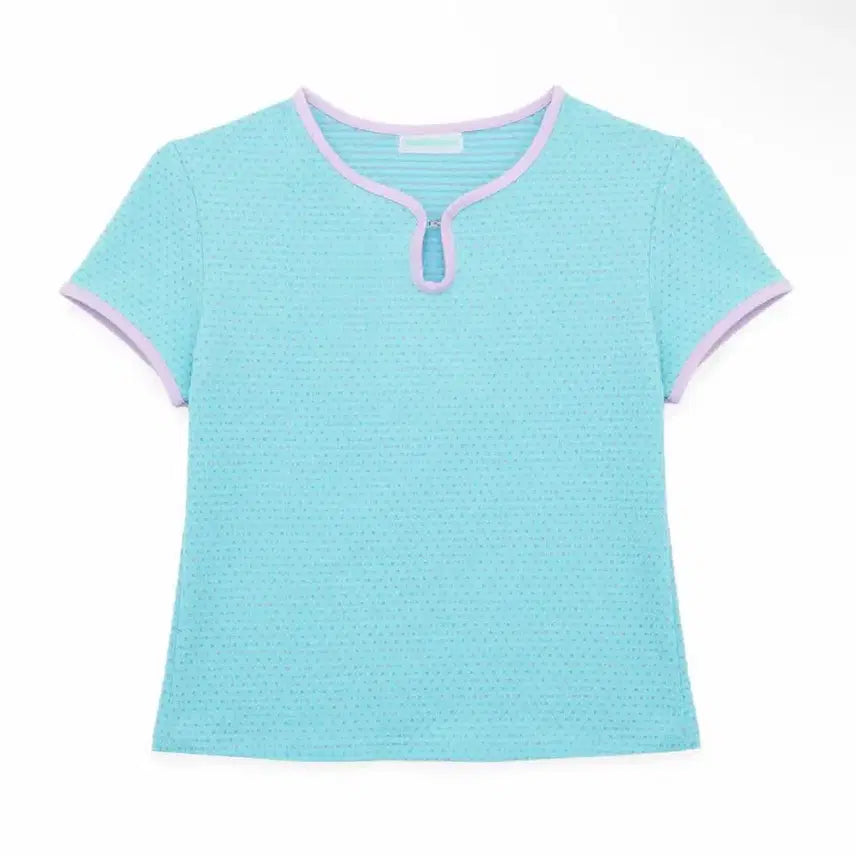 [BUNJANG] Sonon Mori Mandarin Hook Tee Aqua Blue / 소노노모리 MANDARIN HOOK TEE , AQUA BLUE