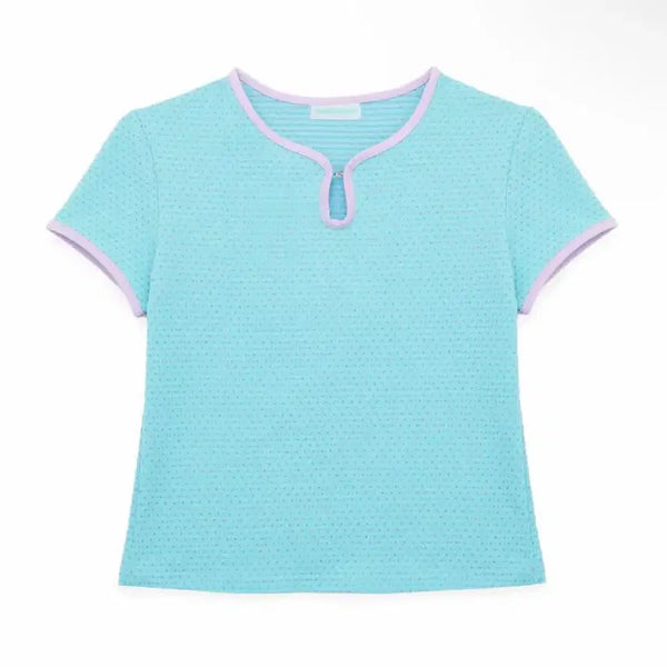 [BUNJANG] Sonon Mori Mandarin Hook Tee Aqua Blue / 소노노모리 MANDARIN HOOK TEE , AQUA BLUE