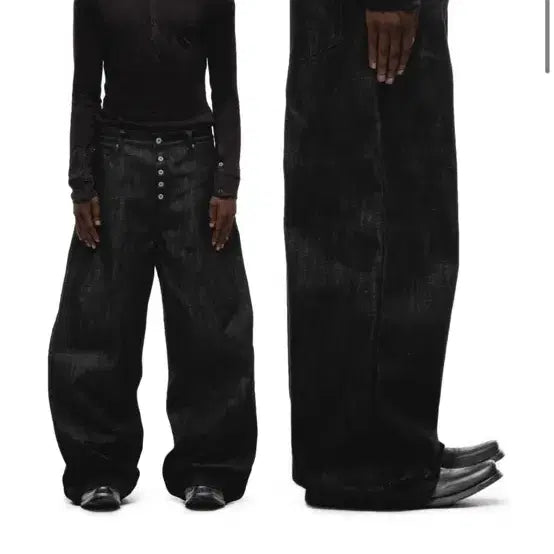 [BUNJANG] NO/FAITH STUDIOS Raw Denim Wide Pants Black XL / NO/FAITH STUDIOS 생지 데님 와이드 팬츠 블랙 xl