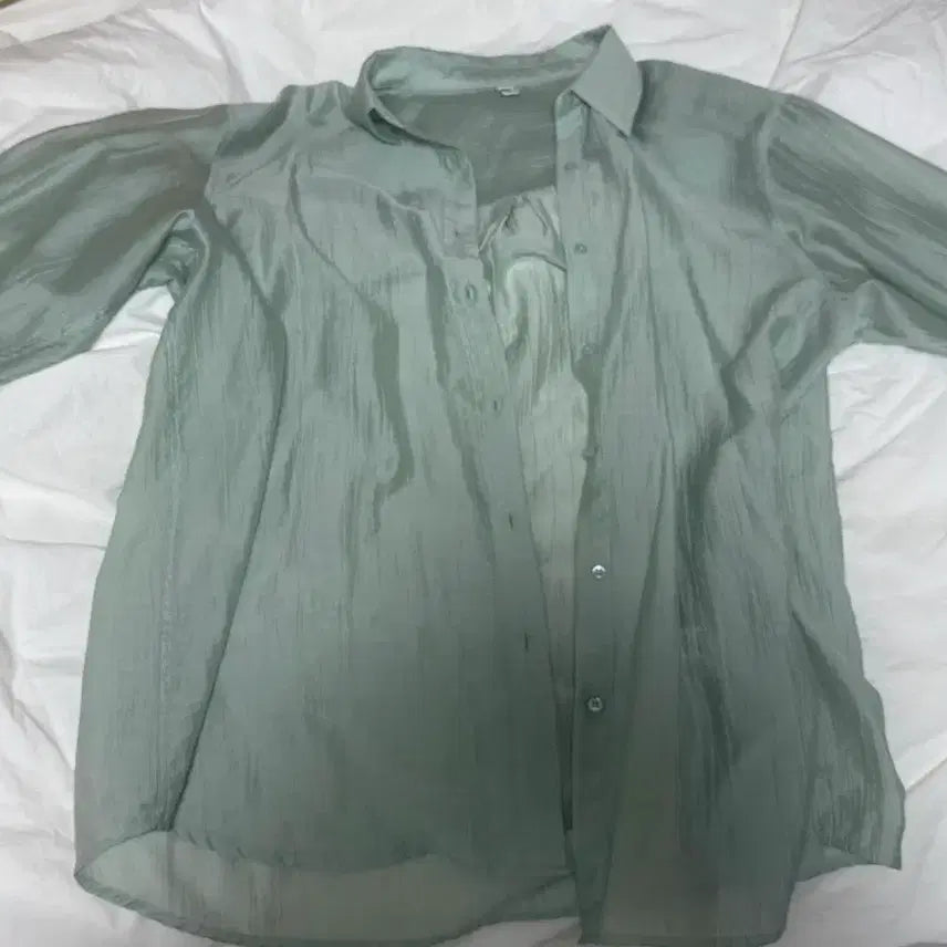 [BUNJANG] SPAO See-through Shirt Mint L / 스파오 시스루 셔츠 민트 L