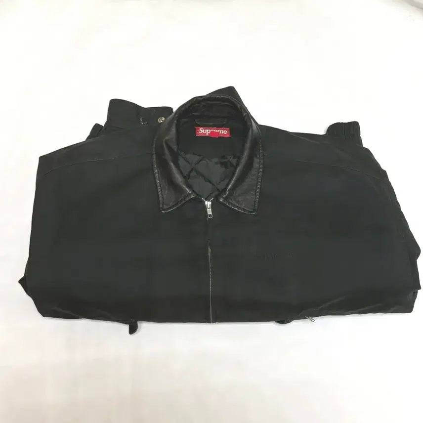 [BUNJANG] Supreme Leather Collar Utility Jacket Black / 슈프림 레더 칼라 유틸리티 자켓 블랙 - 23FW XL