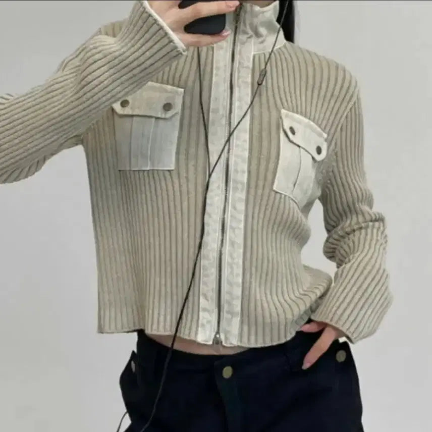 [BUNJANG] Black Up Zephyton Knit Zip-up / 블랙업 제피톤 니트 집업
