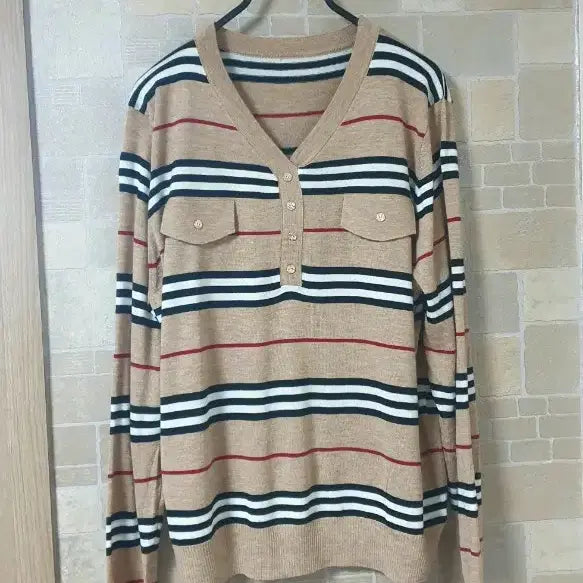 [BUNJANG] Women's V-Neck Knit Sweater / 여성 체크V넥니트(새옷)