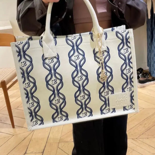 [BUNJANG] Sandro Logo Pattern Canvas Tote Bag / 산드로 로고 패턴 캔버스 토트백