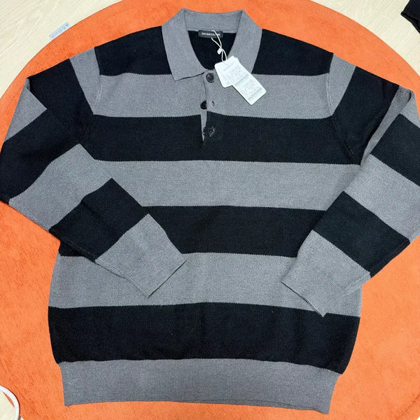 [BUNJANG] Chase Cult Striped Collar Sweater / *새제품, 체이스컬트 스트라이프 카라스웨터 100