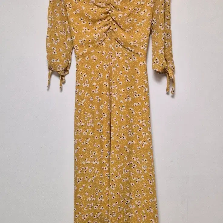 [BUNJANG] Yellow Flower Pattern Long Dress / 옐로우 플라워 패턴 롱 원피스