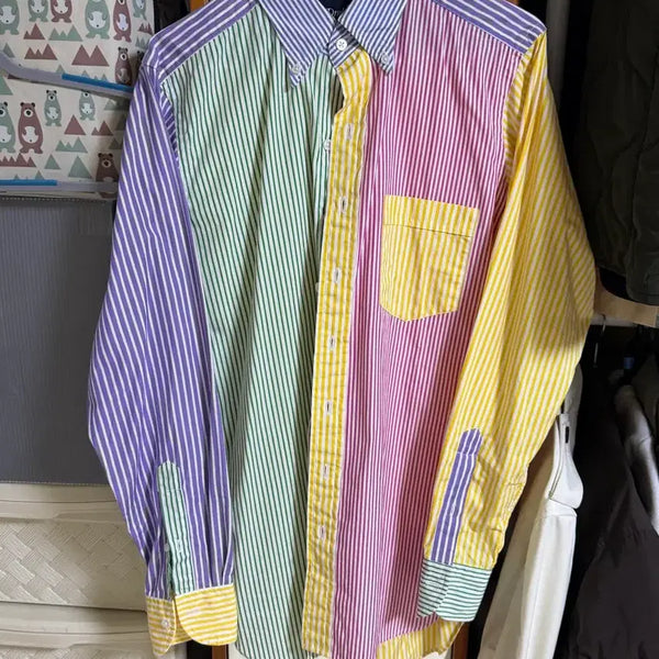 [BUNJANG] Drakes Multicolor Stripe Fun Shirt / 드레익스 멀티컬러 스트라이프 펀 셔츠 15 1/2 (39)