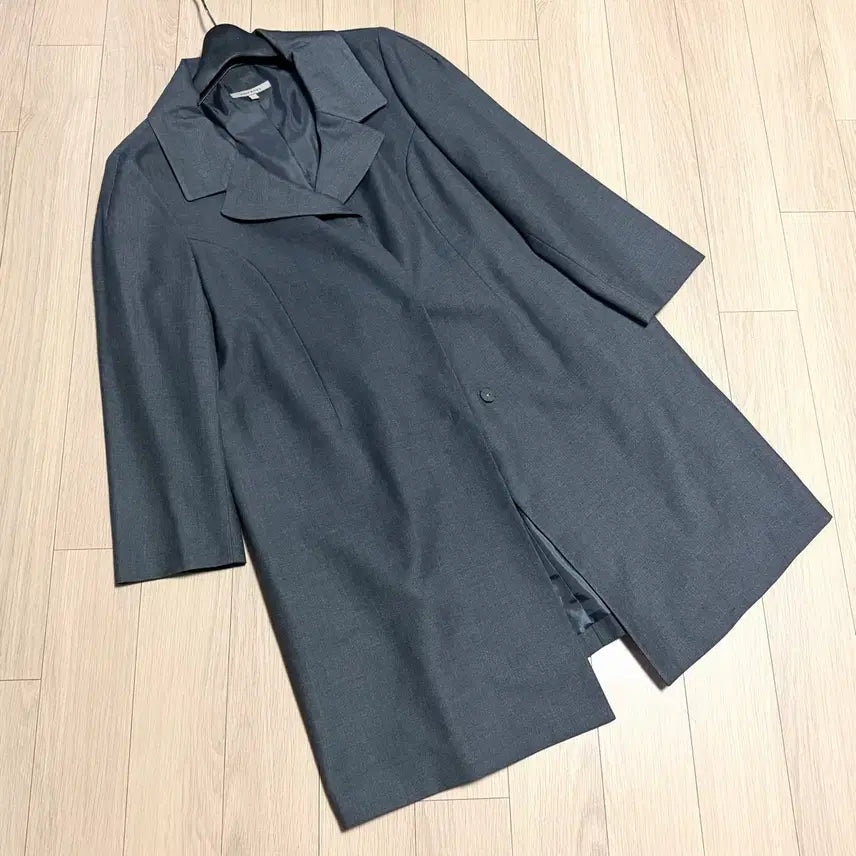 [BUNJANG] Korean Made Women's Long Jacket Wool 80% Spring/Fall Coat / 국산 고급 여성 롱 자켓 울80% 회색 그레이 봄가을 간절기 코트 마이