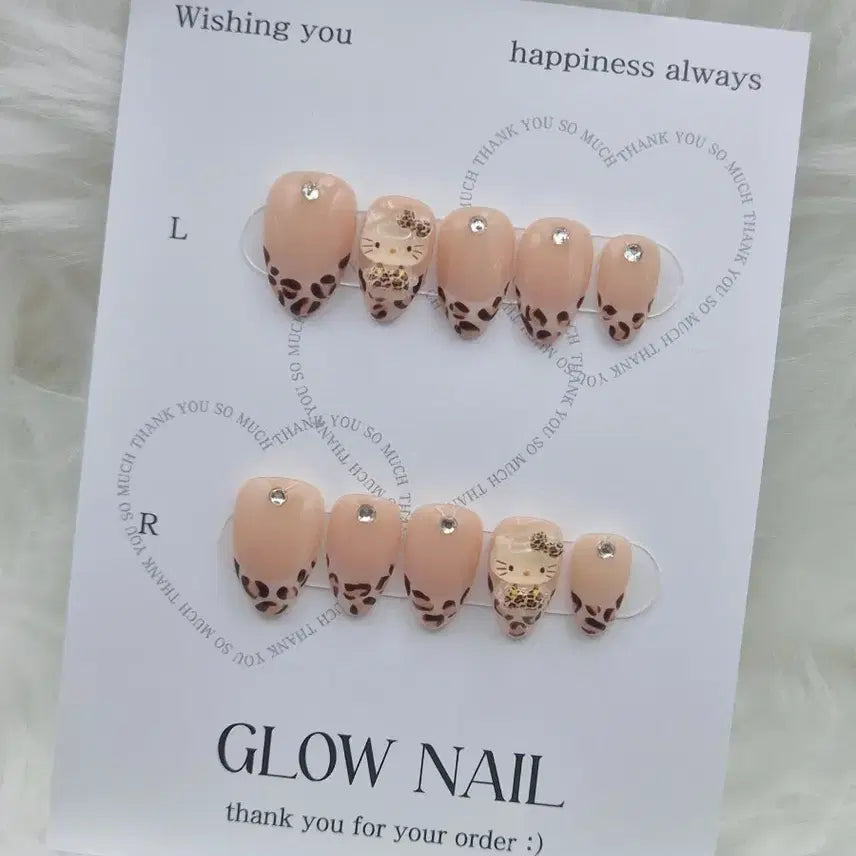 [BUNJANG] Handmade Kitty Leopard Nail Tips / [6]키티레오파드 수제네일팁