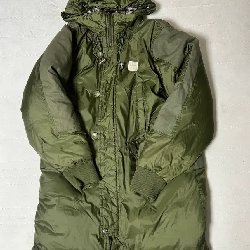 [BUNJANG] Adidas Long Bomber Padding Jacket Khaki / 아디다스 롱 보머 패딩 카키 095 실제로는 더 짙은 녹색 입니다