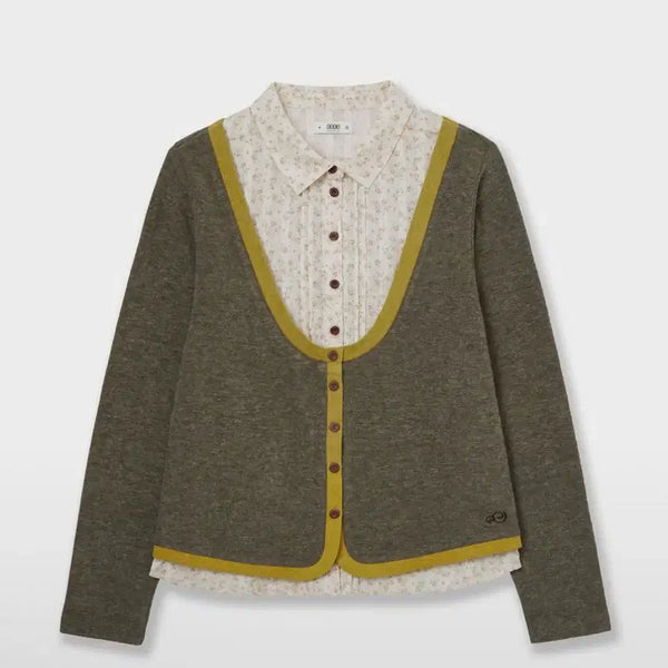 [BUNJANG] AEAE Shirts Layered Cardigan (Olive) / aeae 셔츠 레이어드 가디건 (올리브) SHIRTS LAYERED CARDIGAN [OLIVE]
