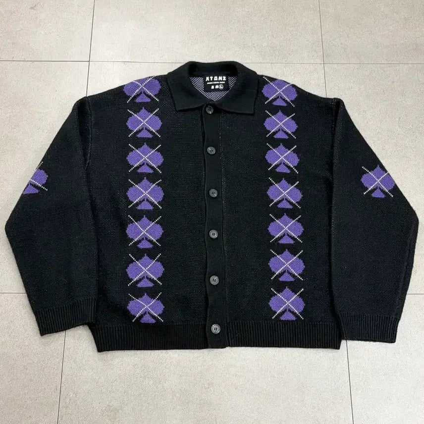 [BUNJANG] XTONZ Argyle Pattern Mohair Cardigan Black / [L]엑스톤즈 아가일 패턴 모헤어 가디건 블랙