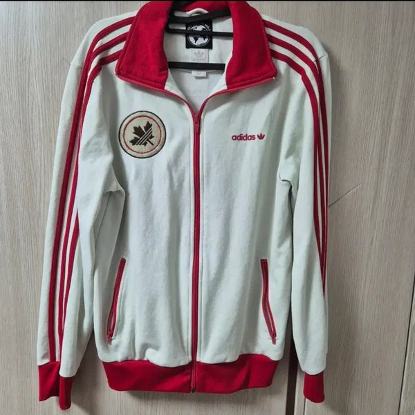 [BUNJANG] Adidas Colorblock Track Top Jersey / 아디다스 트랙탑 흰색 빨강 배색 져지