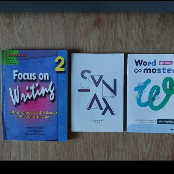 [BUNJANG] Focus on Writing 2 Textbook, SYNTAX 1.0, and Wordmaster Highest Vocabulary 3-Book Set / Focus on Writing 2 영어 작문 교재 워드마스터 하이스트 단어장 3권 일괄